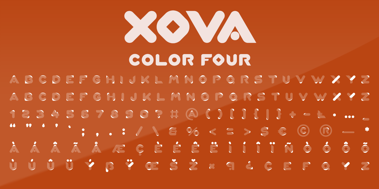 Beispiel einer Xova Layered COLOR FOUR-Schriftart